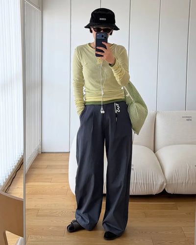 Pintuck Cotton Pants