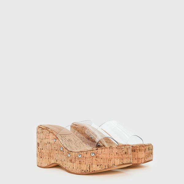 Pale Moonlight Platform Heels Cork / Clear