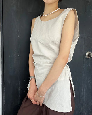 Shirred sleeveless blouse