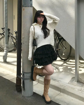 Suede fur long boots