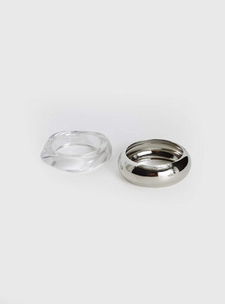 Dayla Resin Cuff Pack Silver  Clear