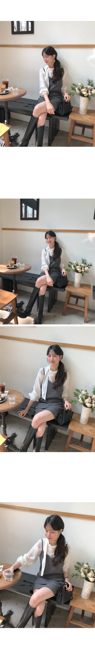(2 colors) Basic Tie Blouse