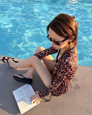 Leopard print slim cardigan