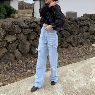Ribbon Washed Denim Pants