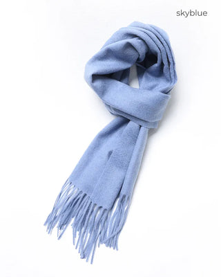 Plain wool tassel scarf