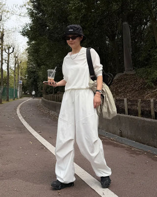 Elastic waist parachute pants
