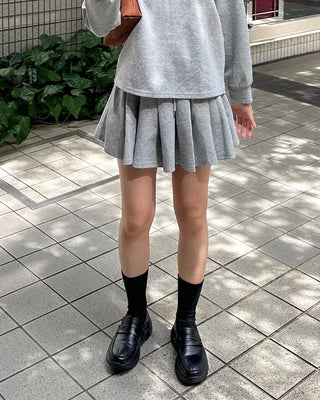 Sweatshirt & Pleated Mini Skirt Set