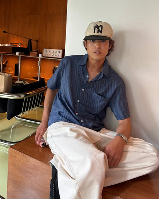 Linen check half shirt