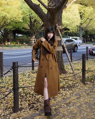 Double-breasted long coat