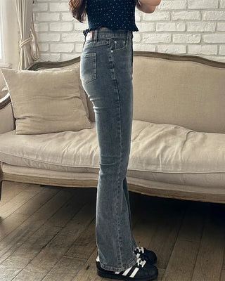 Washed bootcut denim