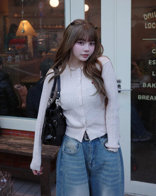 Cherry Cable Knit Cardigan