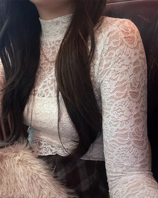 Slim Fit Lace Long Sleeve Shirt