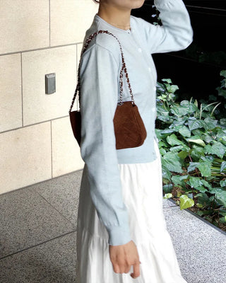 Round neck knit cardigan