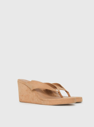 Kamiko Wedged Heels Tan Faux Suede