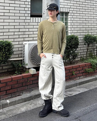 Slit balloon cotton pants