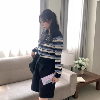 Linen striped knit cardigan