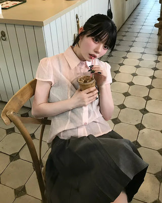 Smol Stripe Cap Sleeve Shirt