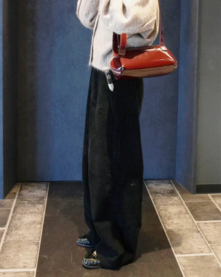 Wide corduroy long pants