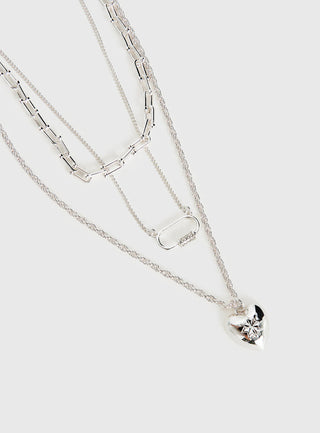 Double Date Layered Necklace Silver