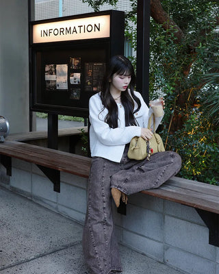 Classic gold button tweed jacket
