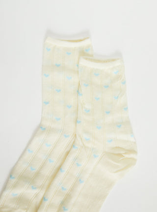 Averee Ribbed Heart Socks Yellow  Blue