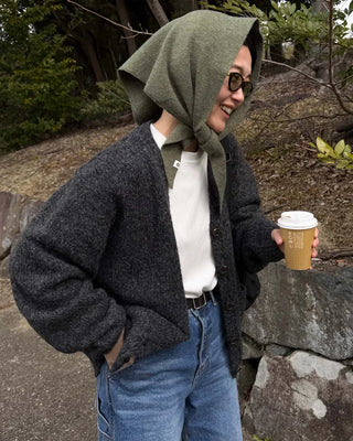 Melange wool loose-fit cardigan