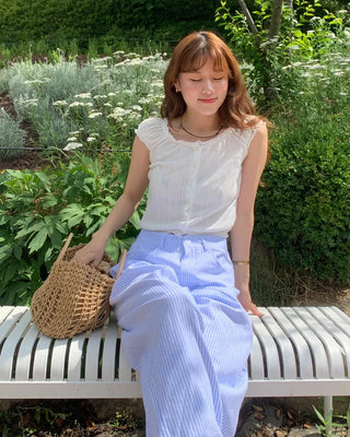 Shirred lace blouse