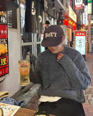 Henley neck basic knit