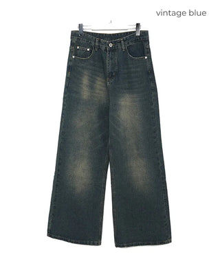 Vintage Wash Wide Denim Pants