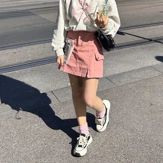 Colored cargo skirt