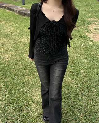 (Set item) Flower camisole & sheer cardigan