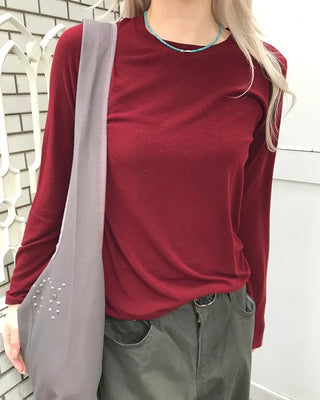 Round neck long-sleeve T-shirt