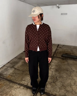 Polka Dot Round Neck Cardigan