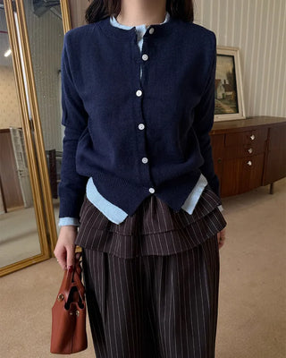 Round neck layered cardigan