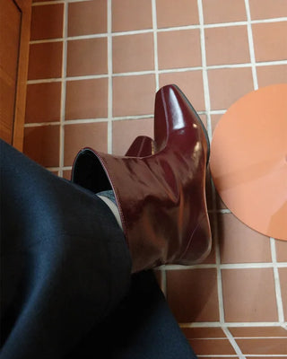 Glossy Ankle Boots