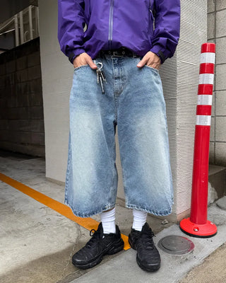 Washed maxi Bermuda denim