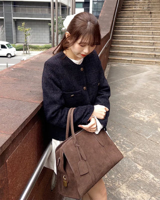 Gold button round tweed jacket