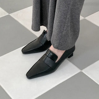 (4cm) Leather Loafers Low Heel Pumps Shoes