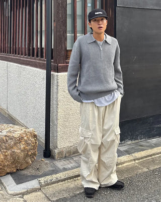 Cargo wide drawstring pants