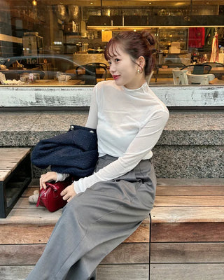 See-through layered long-sleeve T-shirt