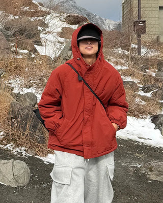 Oversized hooded down jacket
