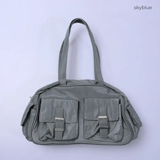 Two-pocket buckle shoulder bag