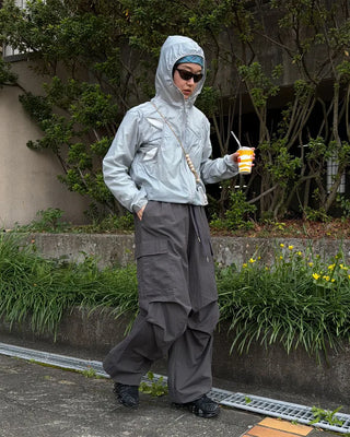 Cargo wide nylon pants