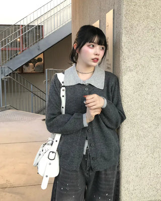 Layered knit cardigan