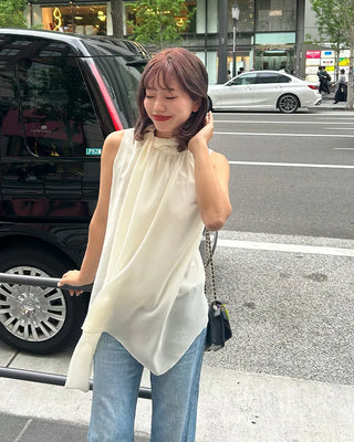 Chiffon scarf detail blouse