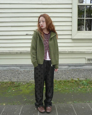 Striped knit zip-up