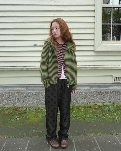 Striped knit zip-up