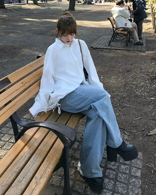 Oversized drawstring shirt