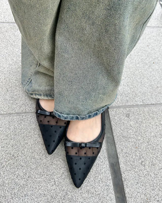 Polka Dot See-Through Flat Shoes