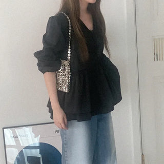 Ribbon frill blouse